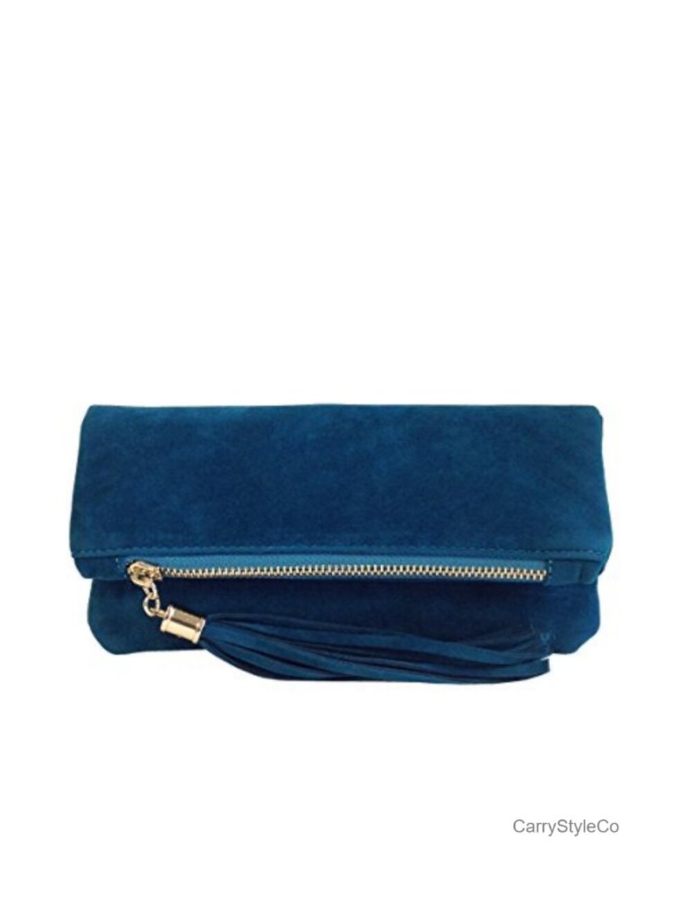 Women's Faux Microsuede Mini Foldover Clutch Pouch Gold Accent
